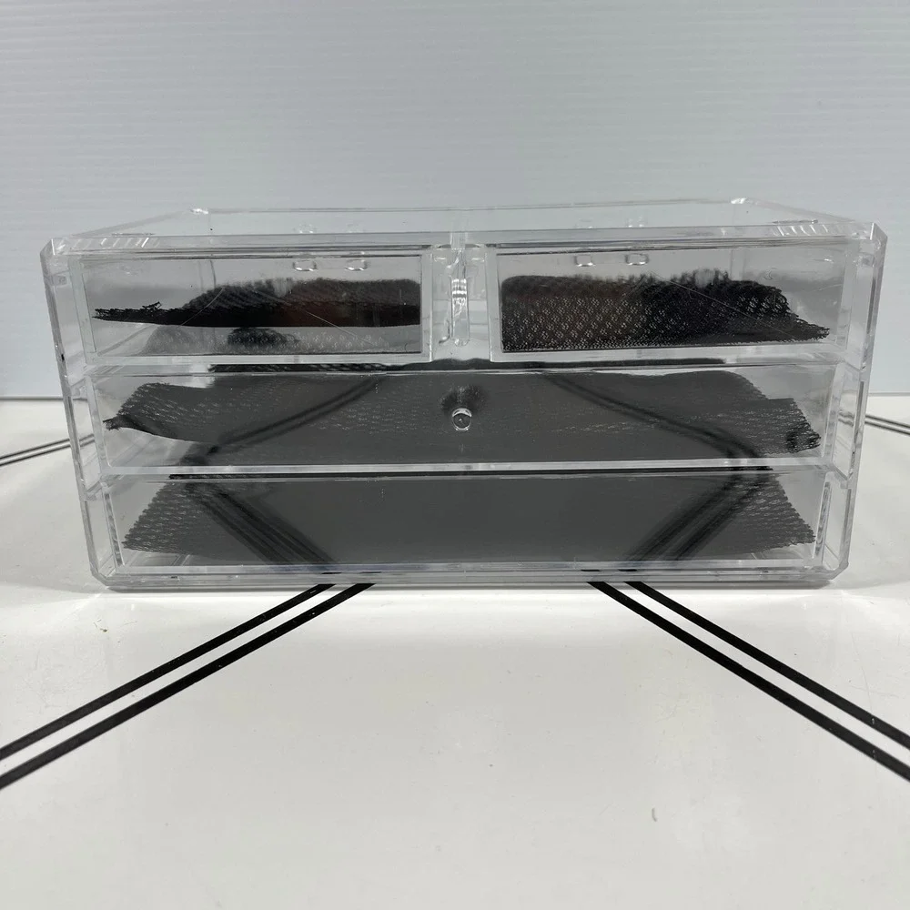 Clear Acrylic Cosmetic Organizer 3 Drawer Makeup Jewelry Display Storage Box